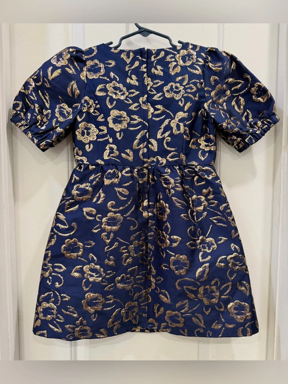 Lilly Pulitzer Girls Mini Kasslyn Dress Navy Gold Floral Brocade Size 7